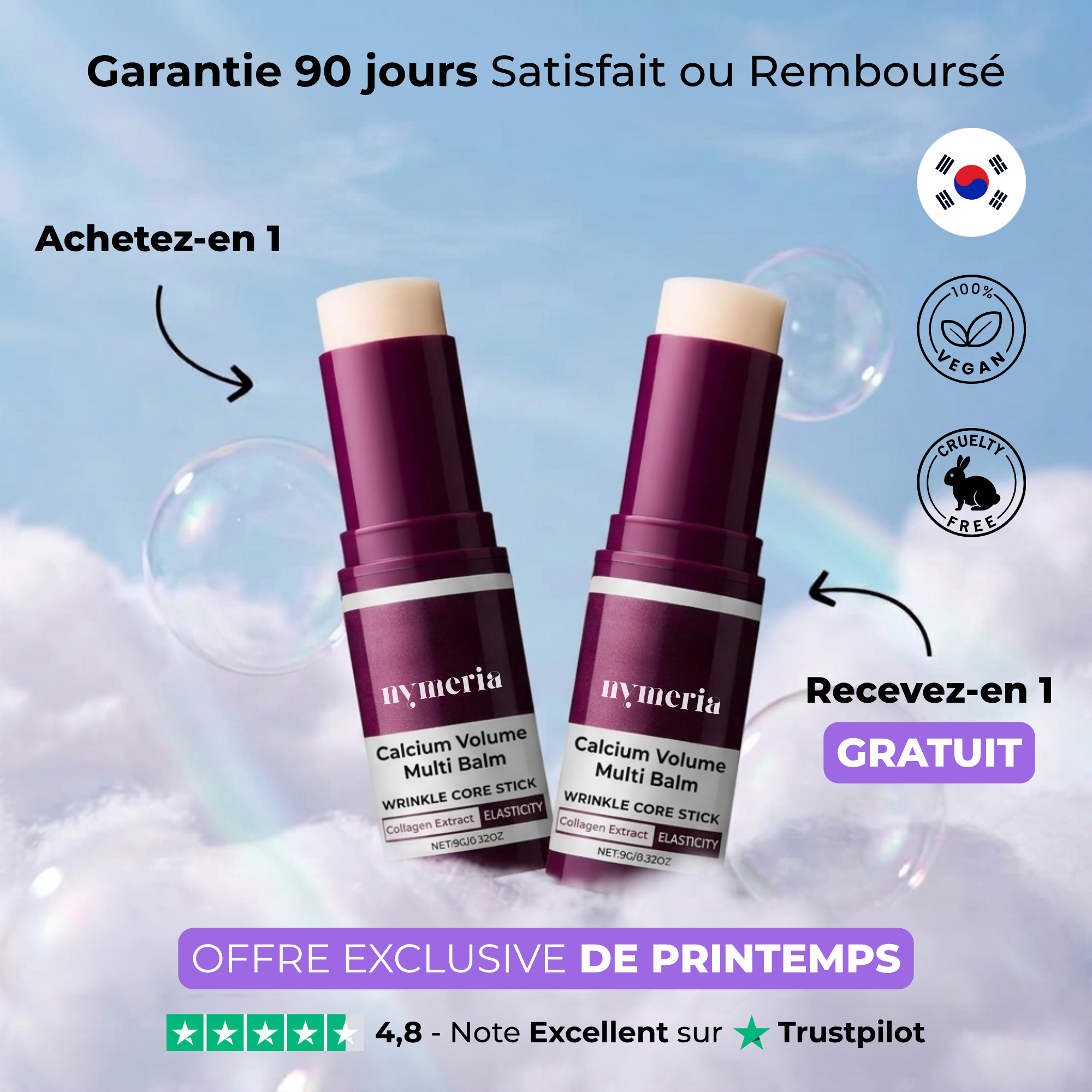 Stick anti-âge au calcium et au collagène