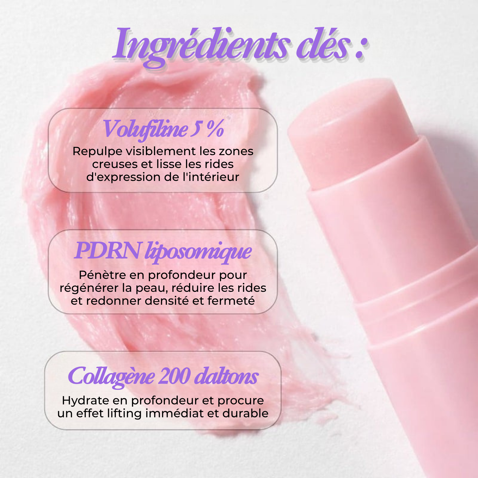 Stick liftant au collagène rose et PDRN